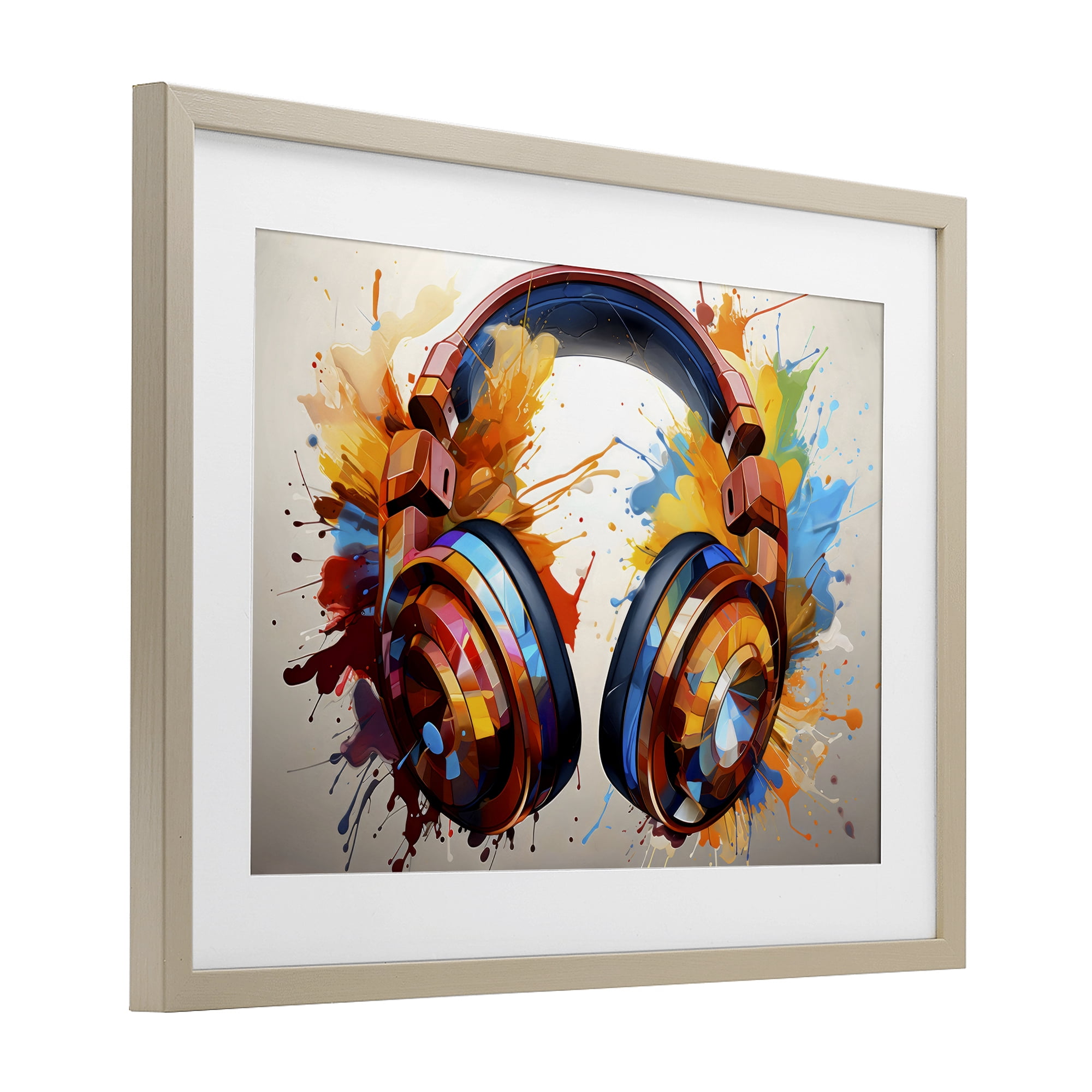 Stupell Industries Music In Color Splatter Birch Framed Print Under Glass, design by Creative Studio