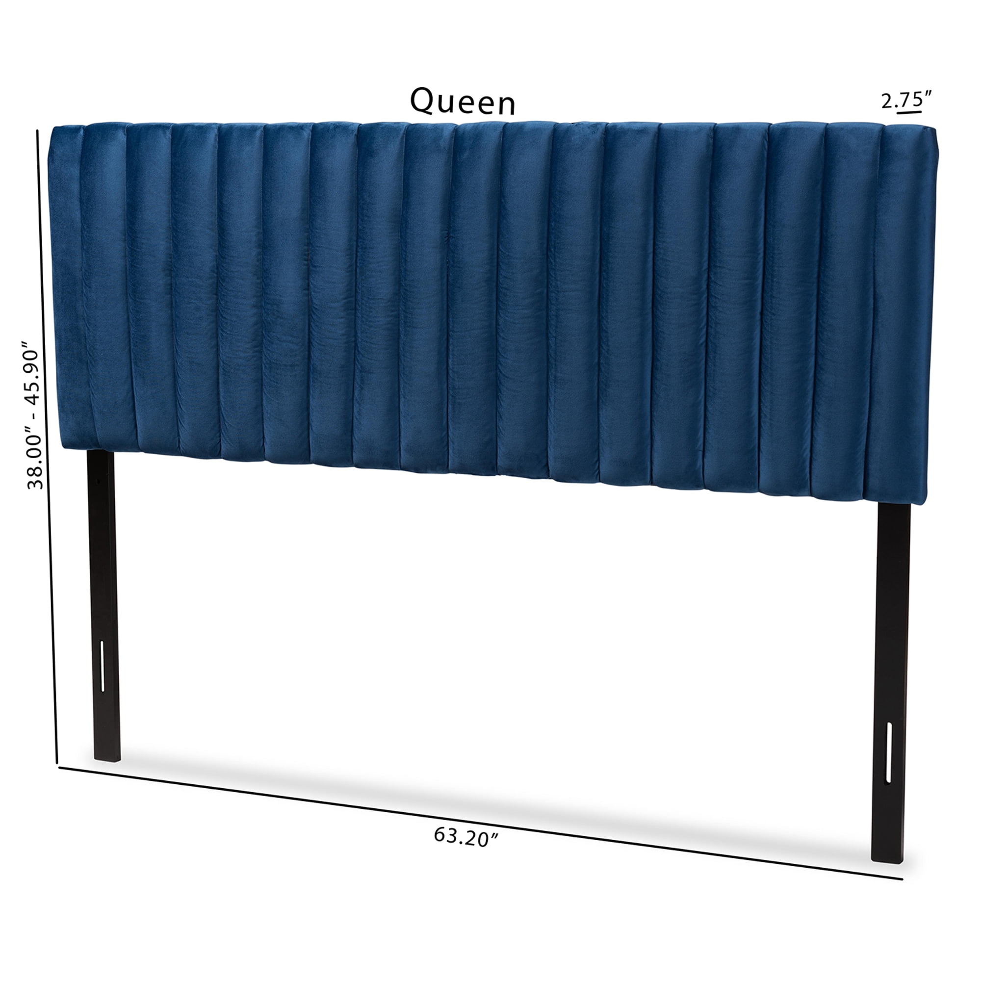 Baxton Studio Emile Modern and Contemporary Navy Blue Velvet Fabric Upholstered and Dark Brown Finished Wood, Full Size Headboard