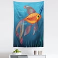thumbnail image 1 of Goldfish Tapestry, Aquarium Illustration of Golden Fish on Sea Water Background, Fabric Wall Hanging Decor for Bedroom Living Room Dorm, 5 Sizes, Vermilion Orange, by Ambesonne, 1 of 1