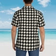 thumbnail image 4 of Haiem Black and white houndstooth Printed Hawaiian Shirt for Men - Men’s Casual Beach Summer Shirts - Stretch Fabric with Modern Fit,Large, 4 of 7