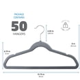 thumbnail image 2 of Zober Non Slip Kids Velvet Clothing Hangers, 50 Pack, Gray, 2 of 7