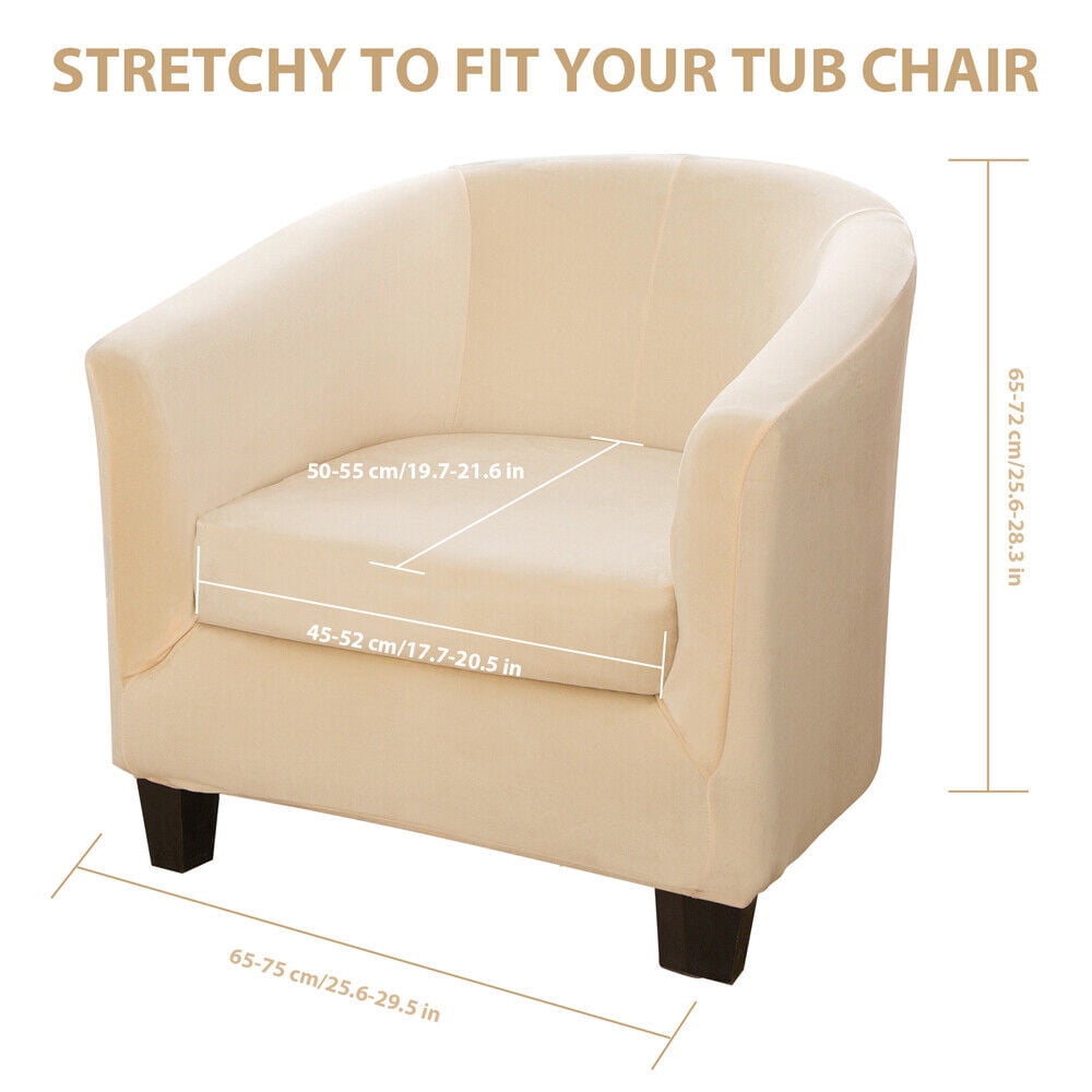 JIAN YA NA Stretch Velvet Club Chair Cover Tub Chair Covers Armchair Sofa Slipcover Furniture Protector for Living Room 2 Pcs/Set（Beige）