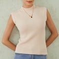thumbnail image 2 of Douhoow Women Mock Neck Knit Vest Sleeveless Cropped Sweater Casual Ribbed Tank Tops, 2 of 9