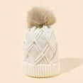 thumbnail image 4 of ZQUUVOU Knit Skull Ski Cap for Women Slouchy Winter Beanie Hat with Faux Fur Pom Pearl Beads Fall Hat Warm Thick Beanie White, 4 of 5