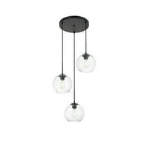 Baxter 3 Lights Black Pendant With Clear Glass