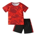 thumbnail image 1 of Spring Outfits Girls Unisex Spring Summer Print Cotton Ribbed Short Sleeve Tshirt Tops Short Outfits Girl Clothes Red 5 Years-6 Years, 1 of 5