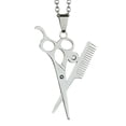 thumbnail image 2 of Colgante de tijera y peine Sunnimix Acero Inoxidable Cadena de collar de acero inoxidable, 2 of 8