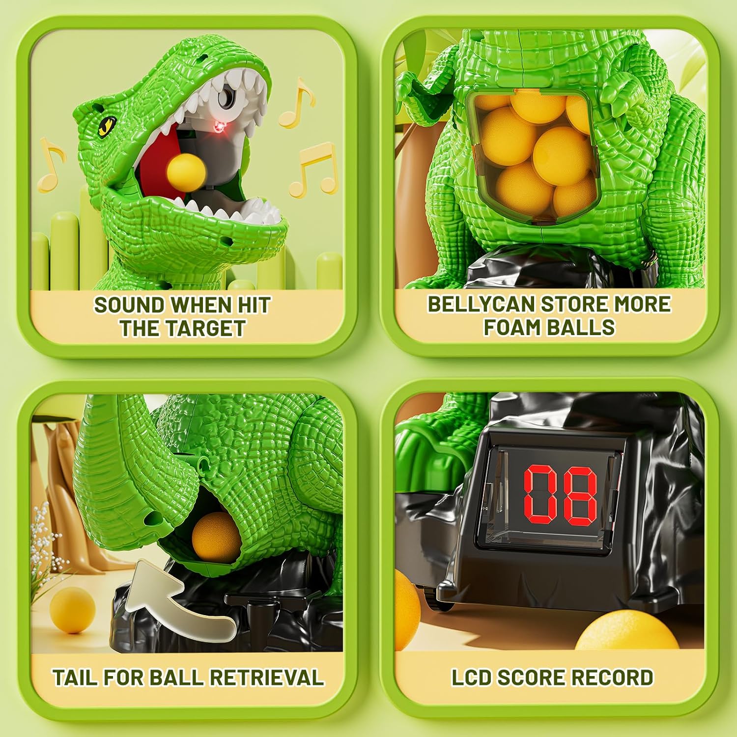 Moveable Dinosaur Shooting Toys for Kids 3-8 Years, Movable Shooting Target Toy with Air Pump Guns, Interactive Competition Game Gift for Boys and Girls Ages 3 4 5 6 7 8 Years Old