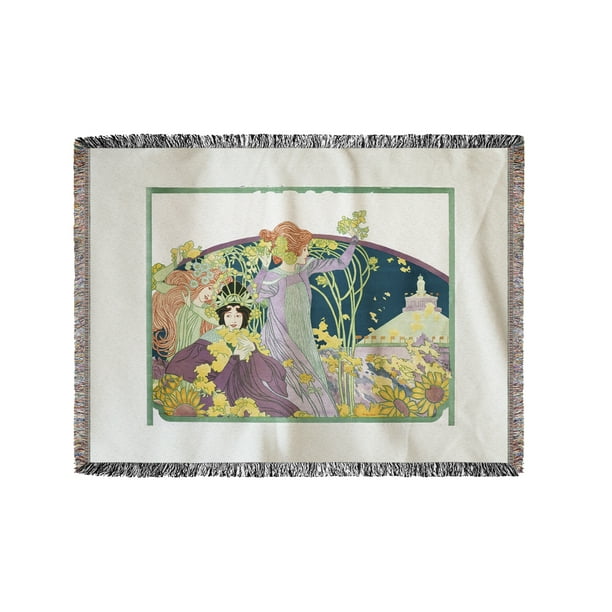 Secession Exhibition Vintage Poster Artist Auchentaller C 1900 60x80 Woven Chenille Yarn Blanket Walmart Com Walmart Com