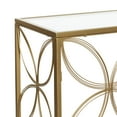 thumbnail image 6 of DecMode 42" x 32" Gold Metal Open Style Quatrefoil Frame Geometric Console Table with Glass Top, 1-Piece, 6 of 13