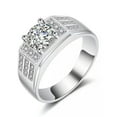 thumbnail image 4 of 8.5mm Classic White CZ Inlay Band Men's 925 Silver Wedding Party Ring Size 7-12, 4 of 5