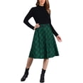 thumbnail image 2 of Faldas de cuadros para mujer Inspire Chic con cinturón, de cintura alta, en línea A, de longitud media, XS, verde profundo, 2 of 6