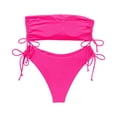 thumbnail image 5 of Minjewel Women's Strapless Bikini Top & Bottom Set Two Piece Sexy Push Up Swimsuit for Beach Photos Summer Vacation,Hot Pink,M, 5 of 6