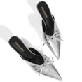 thumbnail image 3 of RONILURN Kitten Heels for Women Heeled Mules Stiletto Pumps Bow Closed Toe Pointed Toe Low Heel Slip on Fashion Metallic Backless Prom Party Dressy, 3 of 8