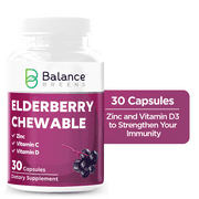 Balance Breens Elderberry Chewable Natural Stevia Vitamins - Stronger Immunity - Vitamin C, Zinc and Vitamin D3
