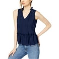 thumbnail image 2 of maison Jules Womens Eyelet Peplum Blouse, Blue, Small, 2 of 2