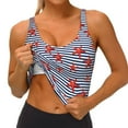 thumbnail image 3 of Picia Starfish Navy Blue Stripe Sports Bra for Women,Padded Strappy Sports Bras Medium Support Yoga Bra with Removable Cups,Running Yoga Bra-XX-Large, 3 of 9