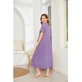 thumbnail image 3 of Ekouaer Women Robes Zipper Front Short Sleeve Full Length Housecoat with Pockets Loungewear, 3 of 5