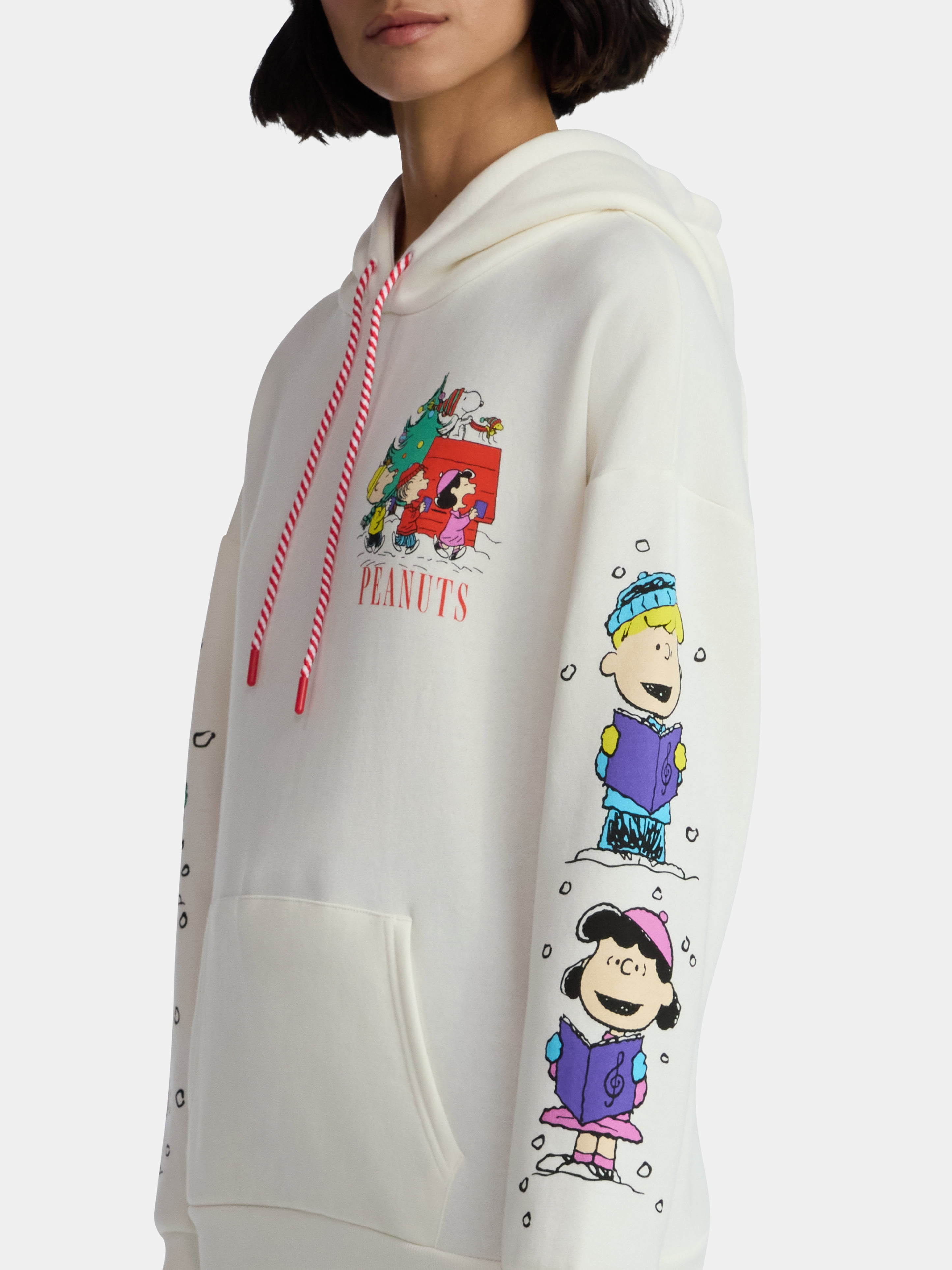 Peanuts Women's Holiday Graphic Hoodie with Long Sleeves, Sizes XXS–XXL