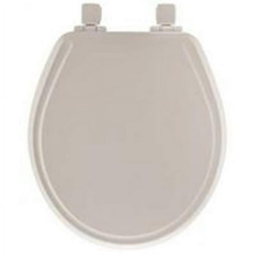 Mayfair Edgewater® Round Enameled Wood Toilet Seat in White Never Loosens Chrome Metal Hinge