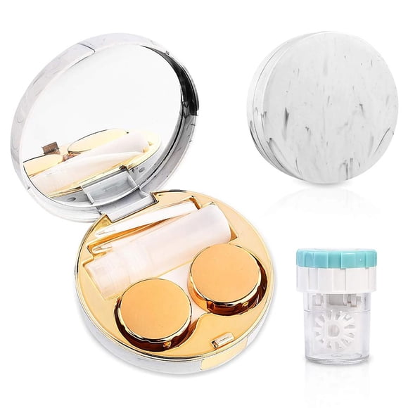 SharkTRUE Contact Lens Case with Cleaner Washer, Travel Size Cute Colored Contact Lenses Applicator Removal Tool Kit with Mirror Solution Bottle for Daily Outdoor