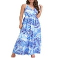 thumbnail image 3 of Robe Midi à Bretelles Spaghetti Sans Manches Dos Nu Col en V Plage Boho Florale, 3 of 8