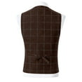thumbnail image 3 of VBTAPA Mens Plaid Suit Vest Slim Fit Notched Lapel Waistcoat Formal Casual Work Tuxedo Vests for Wedding or Business Coffee XXXL, 3 of 4