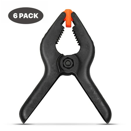 Premium Photo Studio - Heavy Duty Muslin Spring Clamps 3.7 Inch 6 Pack Set Black with Premium Nylon Clips Grip for Photography Backdrop Background Paper Canvas Photo Studio Woodworking Artwork Hanging Things