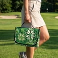thumbnail image 3 of COEQINE Quilted Golf Cart Seat Blanket Cover, Includes Handle for Carrying When Folded, Universal Fit for EZGO Yamaha Club Car 2-Seaters, 4-Pocket Design, St Patricks Day Elegant Green Clover, 3 of 8