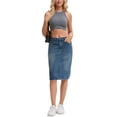 thumbnail image 2 of Women's Denim Skirt High Waisted 2026 Summer Washed A-Line Midi Jean Skirts S Vintage Blue, 2 of 6