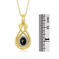thumbnail image 4 of RYLOS Matching Love Knot Jewelry Set 14K Yellow Gold Ring & Necklace W/ 18" Chain Gemstone & Diamonds 8X6MM & 7X5MM Black Star Sapphire Birthstone; Size 7, 4 of 9