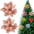 thumbnail image 2 of 2 Pcs Christmas Artificial Glitter Poinsettia Flowers,Christmas Tree Decoration,5.51 inch Glitter Poinsettia Flowers,Christmas Artificial Flowers for Tree Ornaments,Wreath, Mantel & Home Decor, 2 of 7