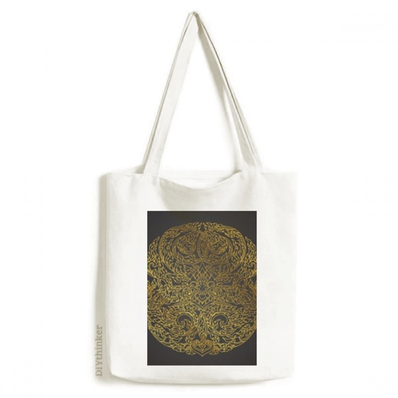 thailand culture circular foil tote canvas bag shopping satchel casual handbag