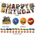 thumbnail image 2 of 32-Piece For Hot Cartoon For Cat-Wheels-Themed Birthday Party Decorations Set – Includes Banner, Cake Topper, 12 Cupcake Toppers, and 18 Balloons, 2 of 5
