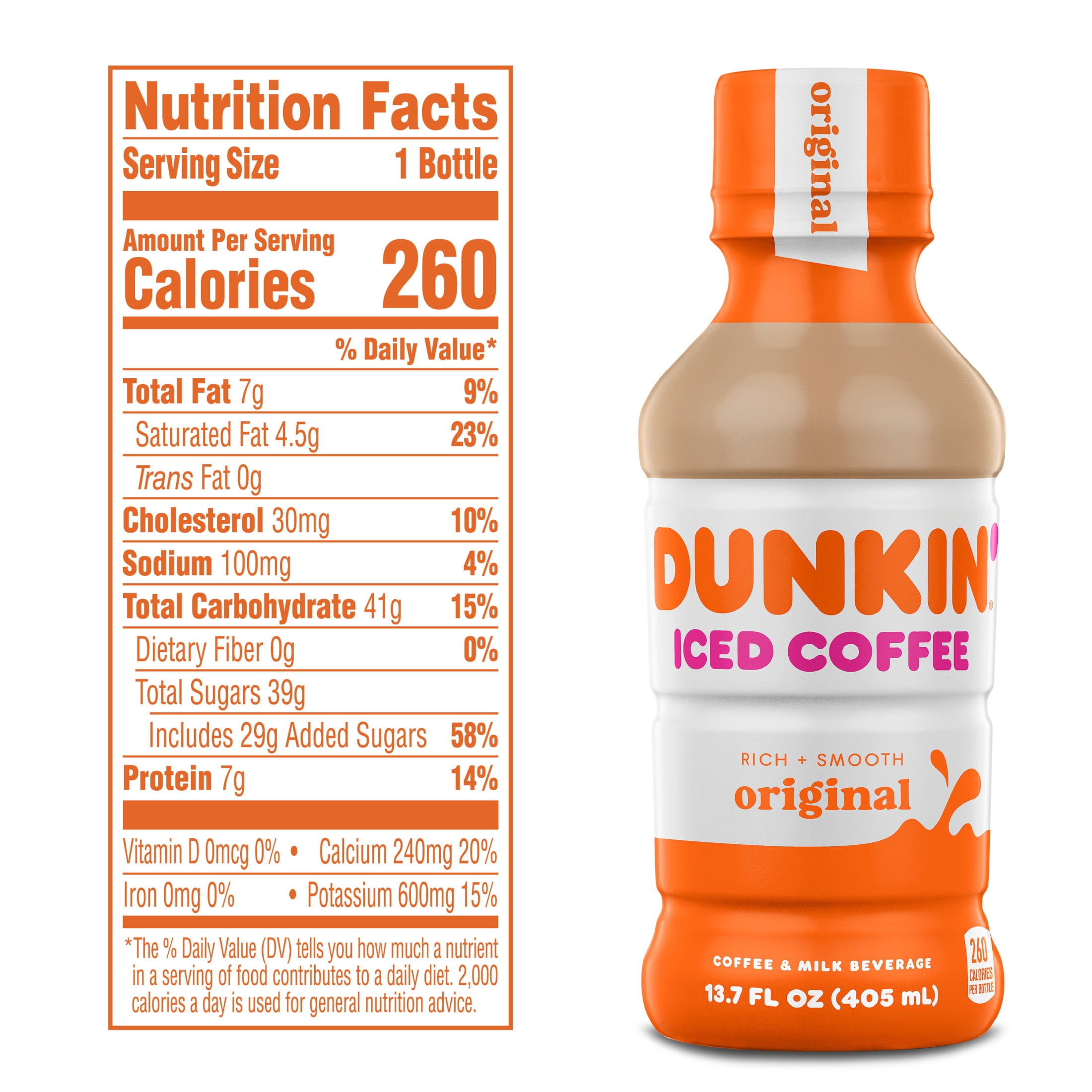 Dunkin' Original Iced Coffee, 13.7 fl oz Bottle