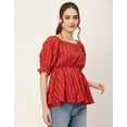 thumbnail image 3 of Moomaya Peplum Tops For Women, Printed Rayon Casual Top, 3 of 9