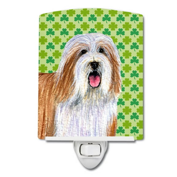 Caroline's Treasures LH9195CNL Bearded Collie St. Patrick's Day Shamrock Portrait Ceramic Night Light, 6x4x3",