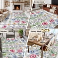 thumbnail image 6 of Rectangle Area Rug 5x8ft,Farmhouse Flower Butterfly Washable Carpet Non-Slip Runner Accent Rugs Indoor Floor Mat for Bedroom Living Room Decor,Rustic Botanical Gray Buffalo Plaid, 6 of 9