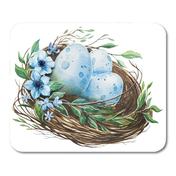 NUDECOR Easter Watercolor Nest with Bird Eggs Abstract Baby Birth Border Branch Color Mousepad Mouse Pad Mouse Mat 9x10 inch