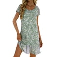 thumbnail image 2 of Women's Short Sleeve Dresses Plus Size Bohemian Floral Print Knee-Length Dress, 2 of 9