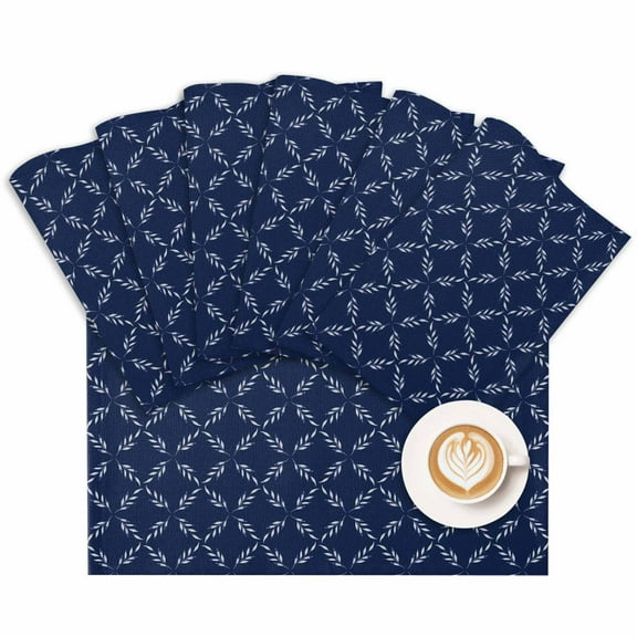 Placemat Navy Blue Plaid Placemats for Dining Table Diamond Lattice Washable Table Mats for Party Kitchen Dining Decoration