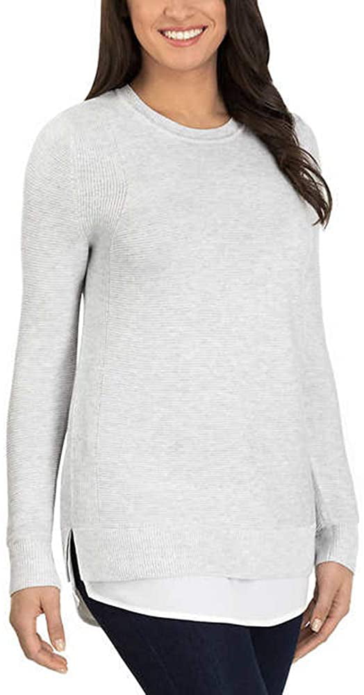Hilary Radley Women's Long Sleeve Two-Fer Sweater, 