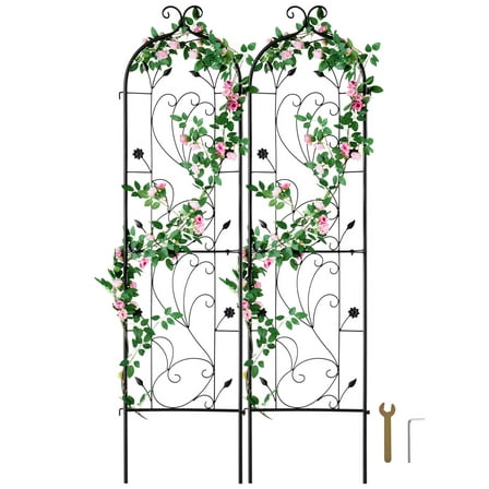 VEVOR Garden Trellis for Climbing Plants, 60 x 15 in, 2 Packs Rustproof Metal Garden Flower Trellis, Outdoor Climbing Rose Trellis Cucumbers Support, Decorative Clematis Trellis for Courtyards Lawns
