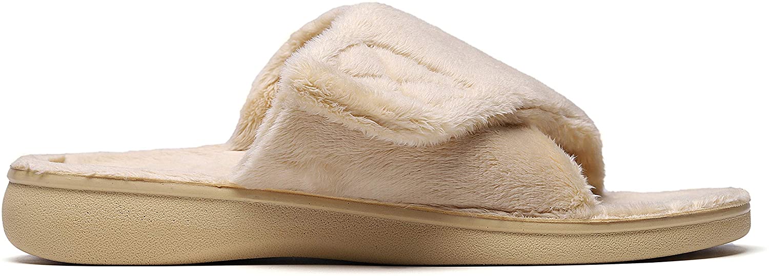 sollbeam fuzzy house slippers with arch support orthotic heel cup sandals for women