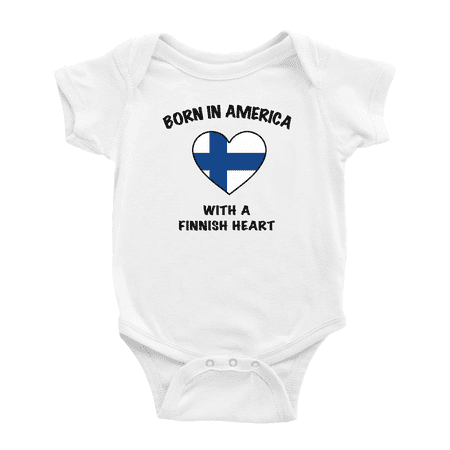 

Born In America With A Finnish Heart Cute Baby Bodysuit For Boy Girl