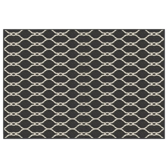 4x6' Sharaya Charcoal Printed Floor Mat, 4x6' Sharaya Charcoal and White Printed Floor Mat