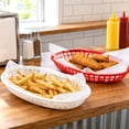 thumbnail image 3 of Plastic Fast Food Baskets - 9.4x6x1.5in Food Baskets For Serving - Reusable Foodservice Restaurant Diner Burger Fish Chip Sandwich Plates Tray Platter (10Pack, White), 3 of 8