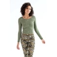 thumbnail image 2 of Olive Peace Embroidered Seamless Shirt - Women's Long Sleeve Top, 2 of 4
