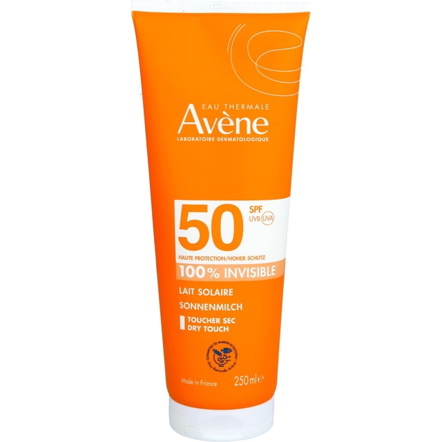 AVENE Protector Solar Corporal en Leche FPS 50, Textura Milk-in-Water Invisible, Toque Seco para Piel Seca, Resistente al Sudor, 250ml