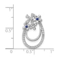 thumbnail image 3 of 14k White Gold Floral Pendant Necklace for Women with Blue Sapphire Center, Diamond Details, Bow Design, Elegant Fine Jewelry, Dainty Feminine Gemstone Charm, 3 of 6